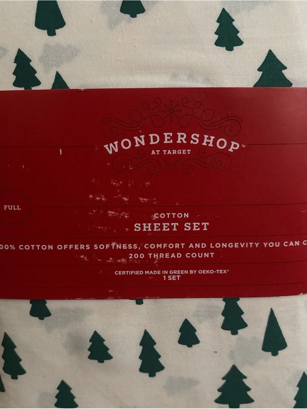 Wondershop Green Tree Cotton Sheet Set - White and Green (full size)